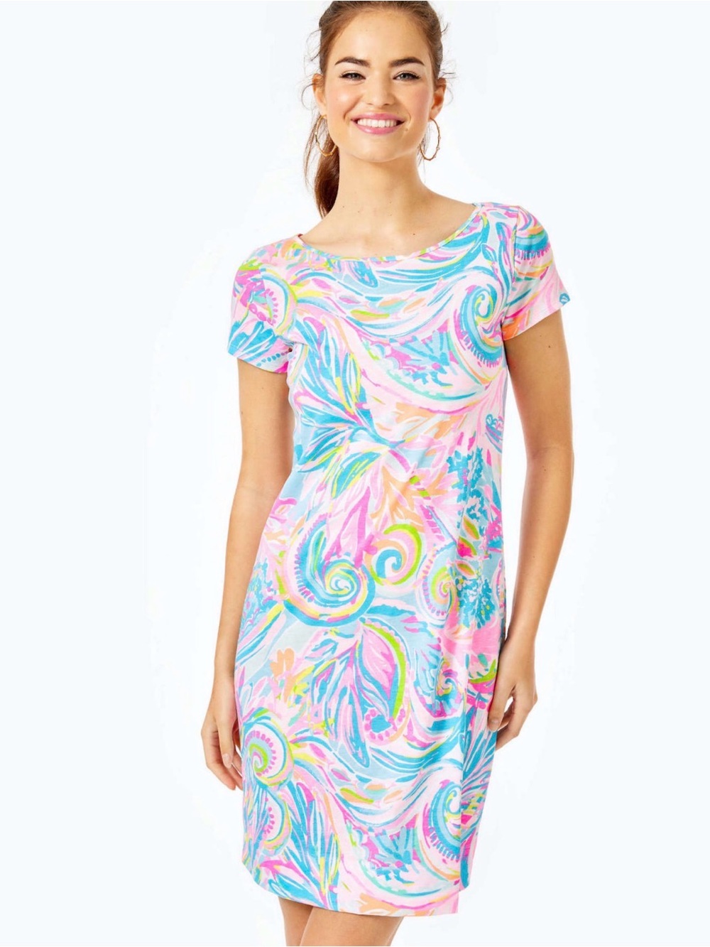 Lilly Pulitzer Pastel Swirl Short-Sleeve Swim Coverup Dress